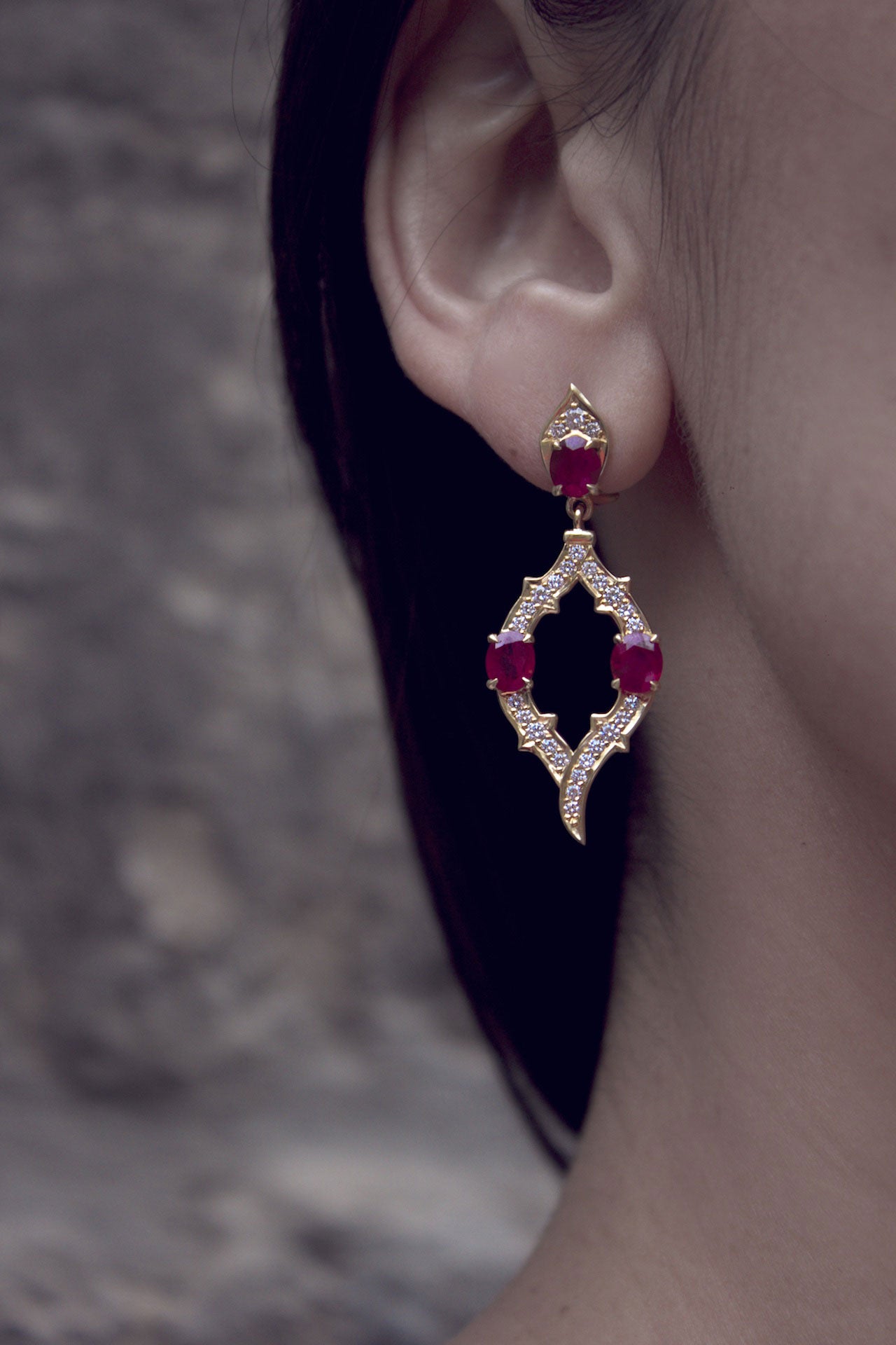 Moira Patience Ruby and diamond earrings