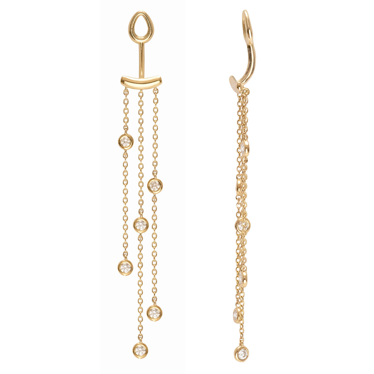 Supernova diamond ear tassels in Yellow gold